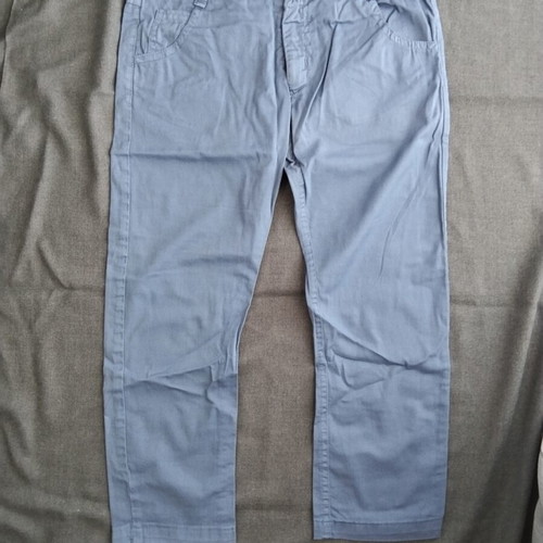 Blue fabric pants for 6-year-old boy, adjustable waist