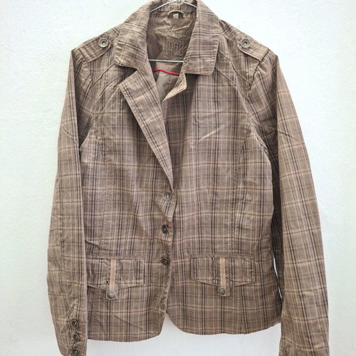 Vintage Khaki Tartan Military Jacket like new
