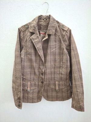 Vintage Khaki Tartan Military Jacket like new