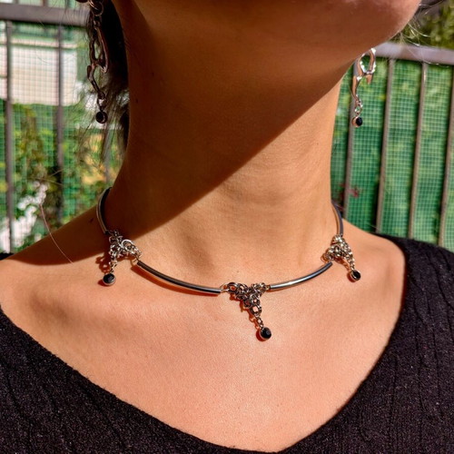 Boho Y2k Fairy Gothic Punk Rock Grunge Necklace silver new handmade