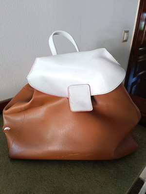 Backpack FRNC δερμάτινο ταμπά με λευκό και ενσωματωμένο πορτοφόλι