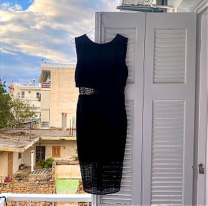 μαυρο μιντι φόρεμα με διαφάνεια