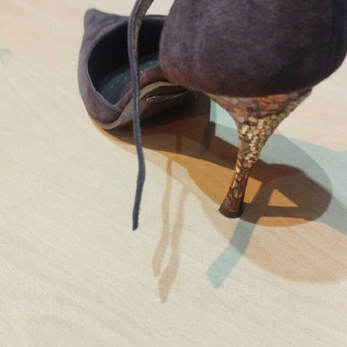 DoDiCi women's pumps size 38, dark brown suede, 10cm stiletto heel