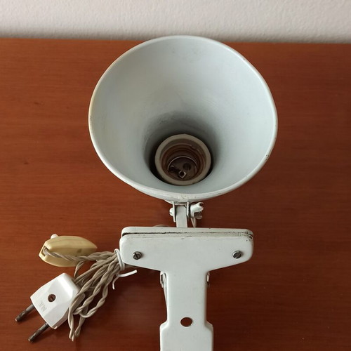 Retro vintage desk lamp with clip used, white