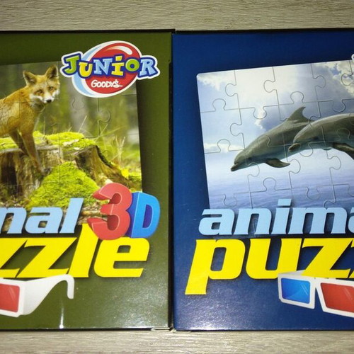 Junior Goodys puzzles Fox and Dolphins 3D like new, pack of 2