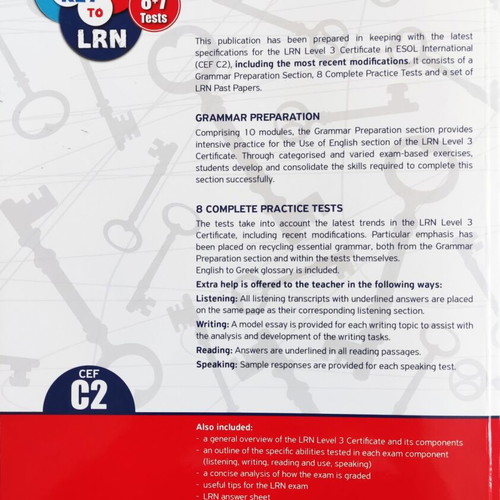 The Key to LRN C2 Teacher’s Tests book like new