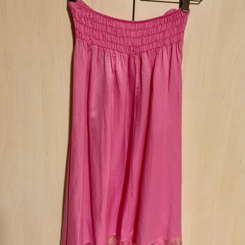 Celestino silk midi strapless dress fuchsia like new