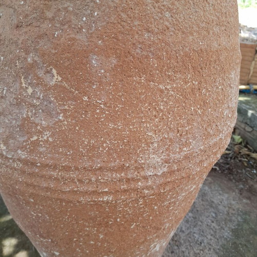 Cretan ceramic jar used antique with crack, 62cm height