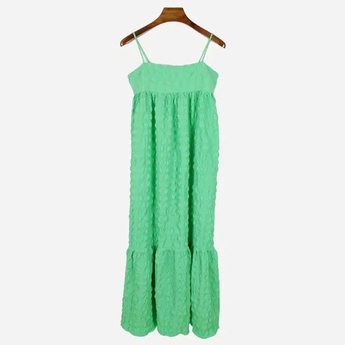 Zara green textured maxi dress size large new