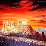  Πίνακας ζωγραφικής (Acropolis - Parthenon) Έργο ζωγραφισμένο στο χέρι σε τελαρωμένο καμβά - 35X50X1.5 cm