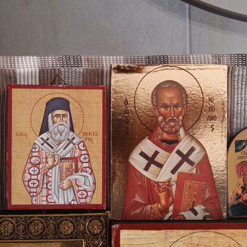 Religious icons used, 5 large, 5 small, censer, books