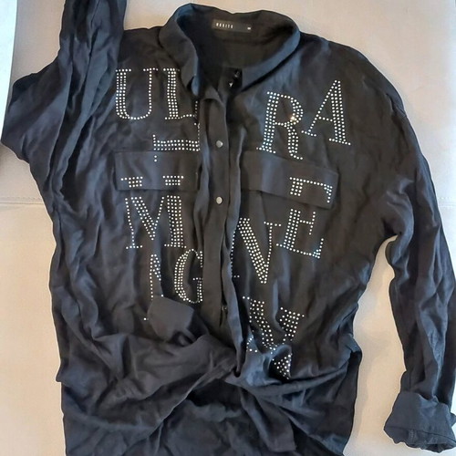 Mohito black shirt new with rhinestone letters