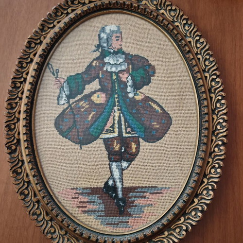 Vintage small embroidered textile paintings