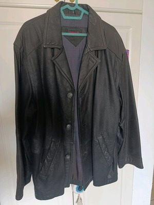 Leather coat used, black, size XXL
