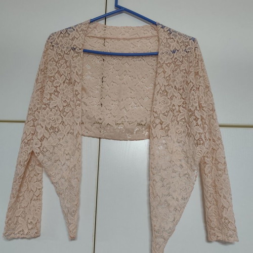 Blouse and bolero lace set, salmon color