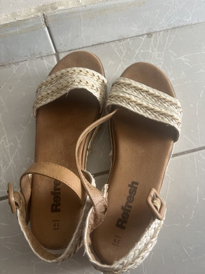 Refresh espadrilles with low heel, beige