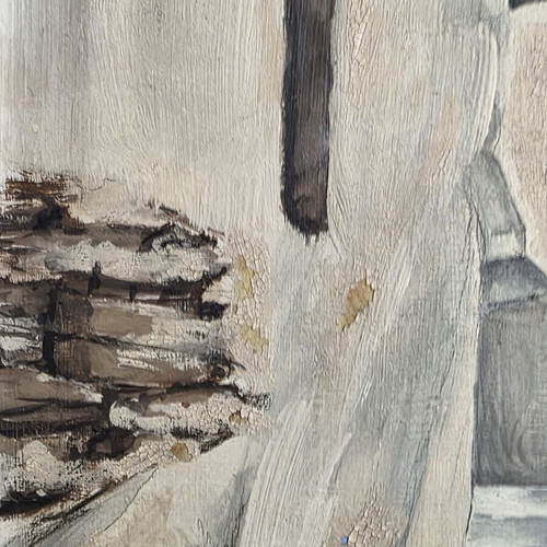Antonis Politakis Painting Chora of Ios tempera on cardboard used