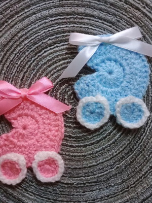 Crochet Baby Carriage handmade made to order, keychain for favors