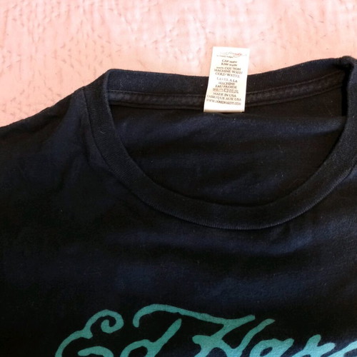 Ed Hardy T-shirt used in good condition, size S, black with multicolor design