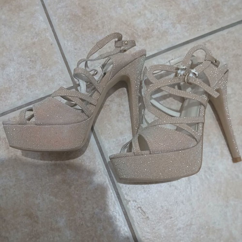 Nak women's gold high-heeled sandals, size 38