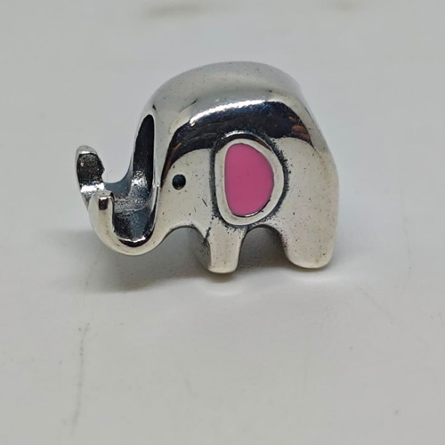Silver Elephant Charm with Pink Enamel like new