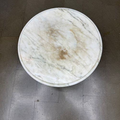 Vintage brass coffee table with marble top used