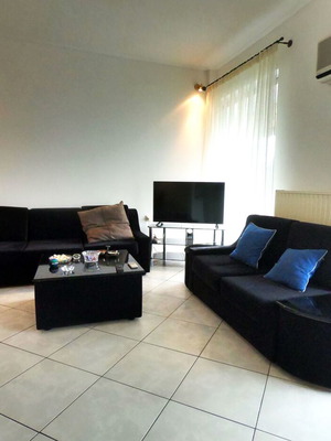 Italian sofa set black with Alcantara fabric used with side and central tables