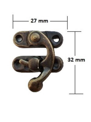 Metal latch for antique box 27x32 mm new, bronze