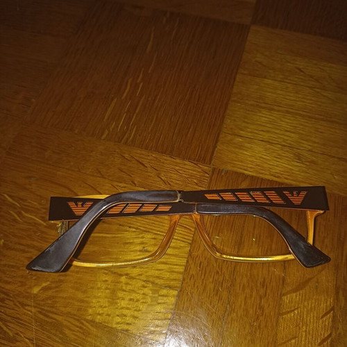 Emporio Armani authentic acetate glasses used, dark brown with orange interior
