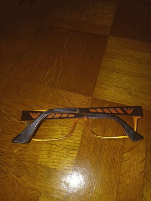 Emporio Armani authentic acetate glasses used, dark brown with orange interior
