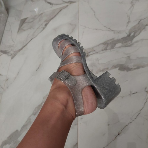 Jellies silver platform sandals new, size 38-38.5