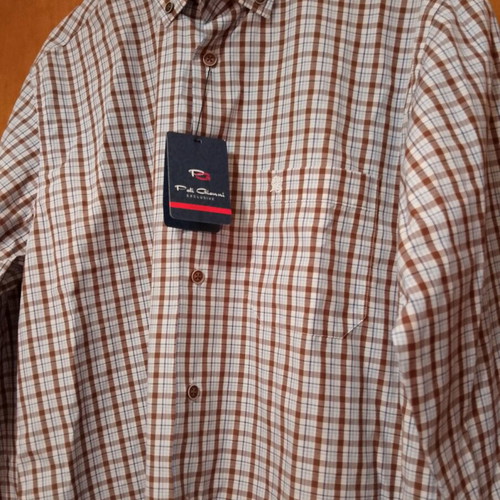 Checked shirt new, long sleeve, brown and blue shades, Poli Gianni exclusive
