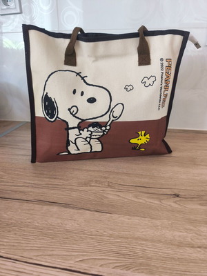 Snoopy shoulder bag new, brown and beige canvas with zipper