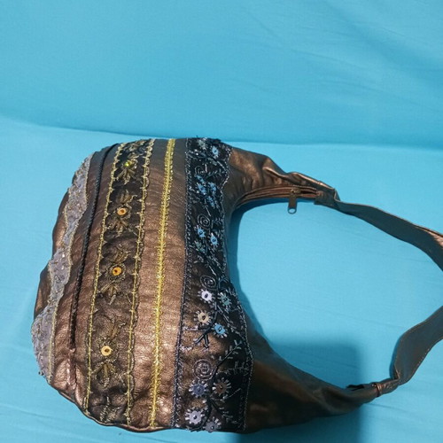Golden brown shoulder bag used with sequins