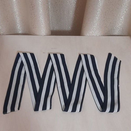 Belt with Navy Blue and White Striped Design, New