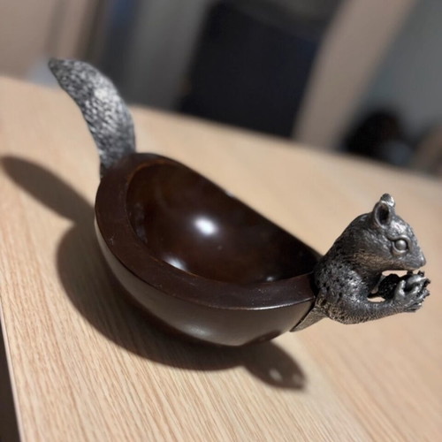 Decorative Bowl with Squirrel like new, woodland style