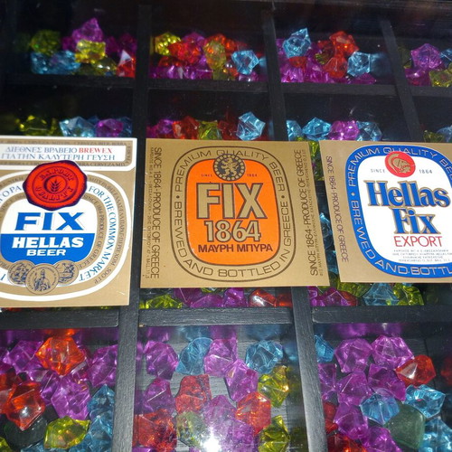 Vintage FIX Hellas beer label collection, 10 pieces, mint condition