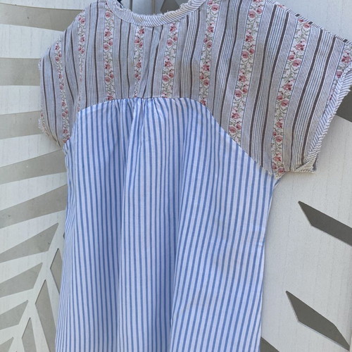 Zara top like new, mixed fabrics, striped bottom, size 164 cm