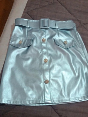 Silver skirt like new for 14-year-old girls with belt and buttons