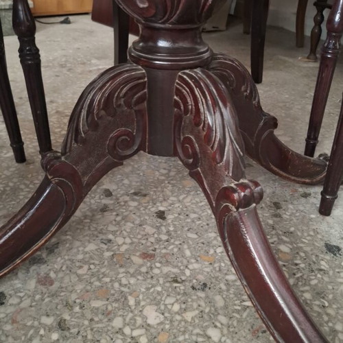 Classic carved dining table with six chairs used