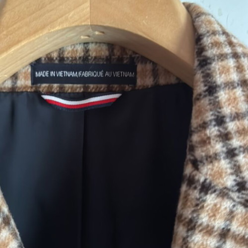 Tommy Hilfiger checked coat beige and brown, like new, 30% wool
