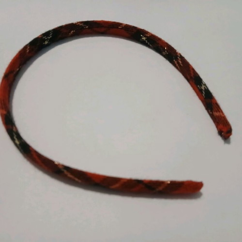 Hairband red and black checkered with gold detail new