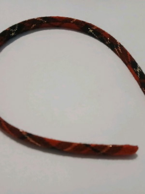 Hairband red and black checkered with gold detail new