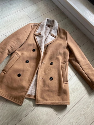 Mango men's coat with teddy lining like new, beige, size M