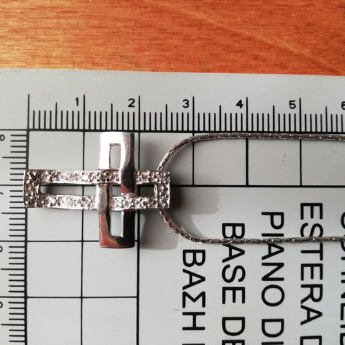 Silver 925 cross with white zircons and silver chain like new