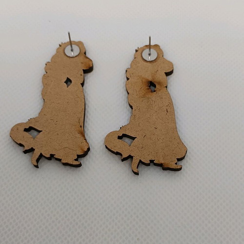 Wooden earrings with stainless steel clasp, 5 cm height, new