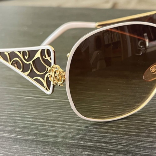 Roberto Cavalli Oversized Butterfly Sunglasses used, white and gold