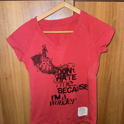 Benetton red t-shirt with print like new, size S