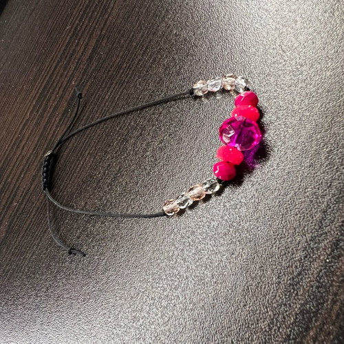 Bracelet with pink beads and cord new