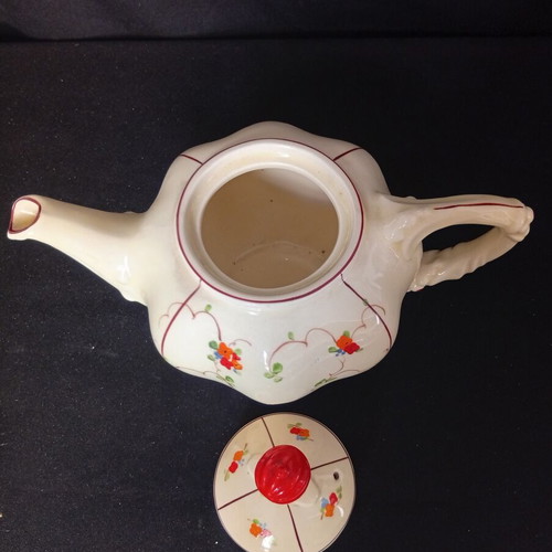 Antique teapot Czechoslovakia hand painted Art Deco